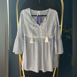 Seraphine Maternity Florida Embroidered Tie Front Top